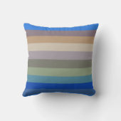 Calm Coastal Neutral Stripe Pattern in Blues and S クッション (裏面)