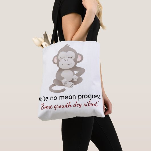 Calm Confidence Monkey – Minimal Everyday Tote トートバッグ (クローズアップ)