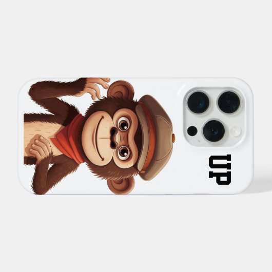 Calm Confidence Monkey – Minimal Phone Case iPhoneケース (裏面横)