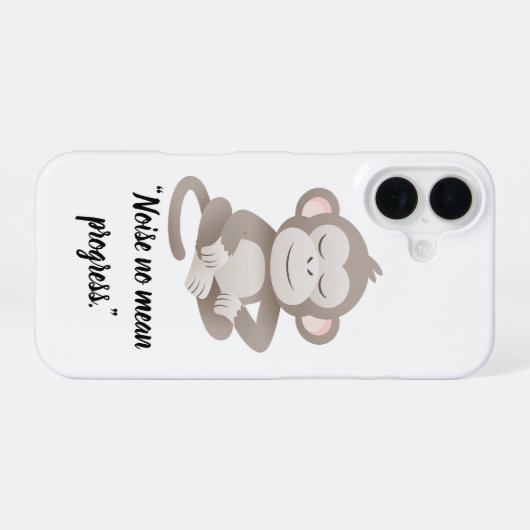 Calm Confidence Monkey – Minimal Phone Case iPhone 16ケース (裏面横)