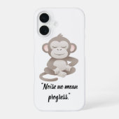 Calm Confidence Monkey – Minimal Phone Case iPhone 16ケース (裏面)