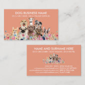 Calm Coral Dogグルーミングブティックペットシッターの子犬 名刺 (正面/裏面)
