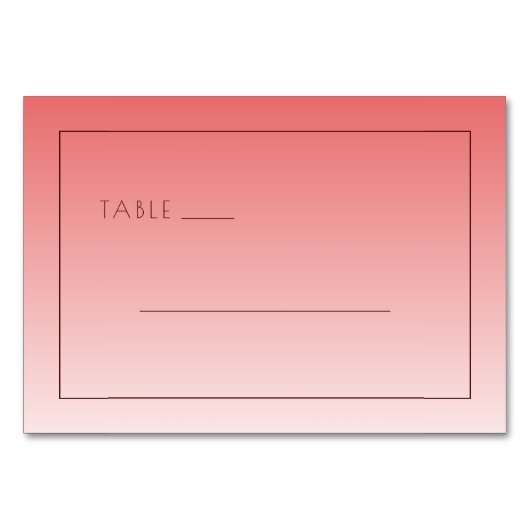Calm Coral Gradient Table Sign テーブルナンバー (正面)
