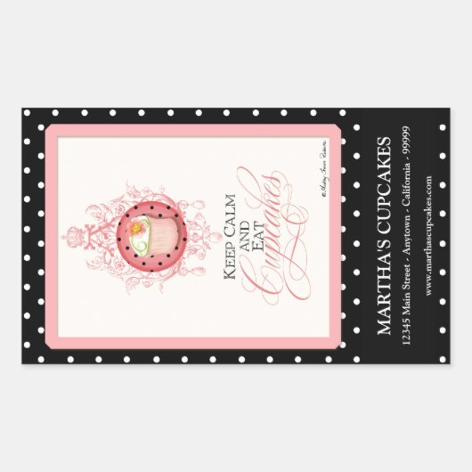 Calm & Cupcakes保 -ビジネスブランディングシール 長方形シール (正面)
