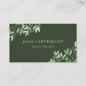 Calm Dark Green Greeneryの葉セラピスト- 名刺 (正面)