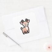 Calm Deer – Cute Kawaii Animal Illustration スクエアシール (封筒)