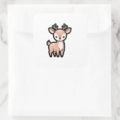 Calm Deer – Cute Kawaii Animal Illustration スクエアシール (バッグ)