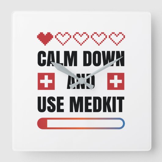 Calm DownとMedkitの使用 スクエア壁時計 (正面)