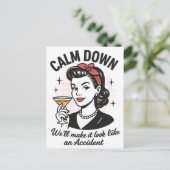 Calm Downレトロおもしろい引用文 シーズンポストカード (スタンド正面)