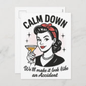 Calm Downレトロおもしろい引用文 シーズンポストカード (正面/裏面)