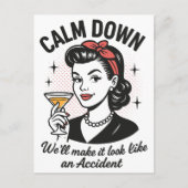 Calm Downレトロおもしろい引用文 シーズンポストカード (正面)