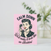 Calm Downレトロおもしろい引用文 シーズンポストカード (スタンド正面)