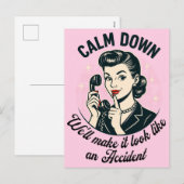 Calm Downレトロおもしろい引用文 シーズンポストカード (正面/裏面)