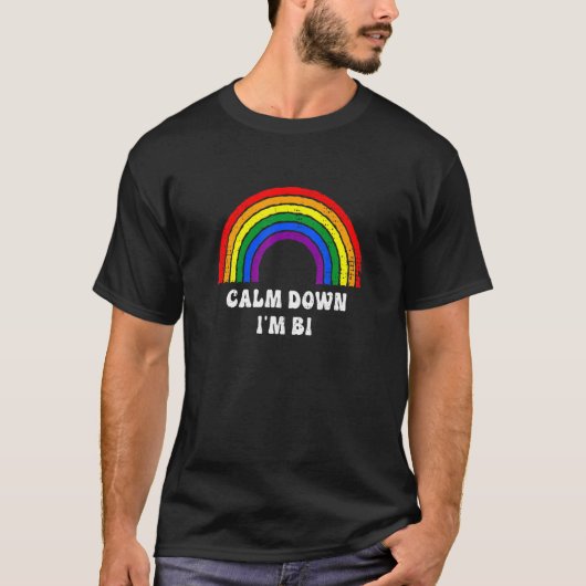 Calm Down Im Bi Rainbow BiプライドプライドBisexual Pr Tシャツ (正面)