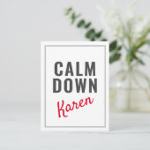 Calm Down Karenカスタマイズ可おもしろい能 ポストカード (スタンド正面)