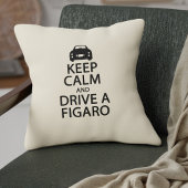 Calm Drive 保 A Figaro Car Black and おもしろい Cream クッション