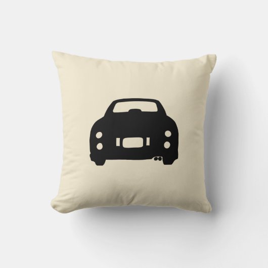 Calm Drive 保 A Figaro Car Black and おもしろい Cream クッション (正面)