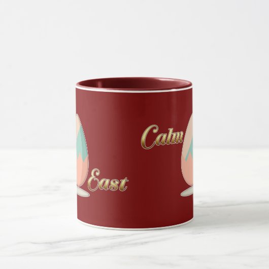 Calm Easter – Aesthetic Egg Art - caneca マグカップ (中央)