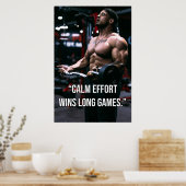 Calm Effort Wins Long Games Gym Motivation Quote ポスター (キッチン)