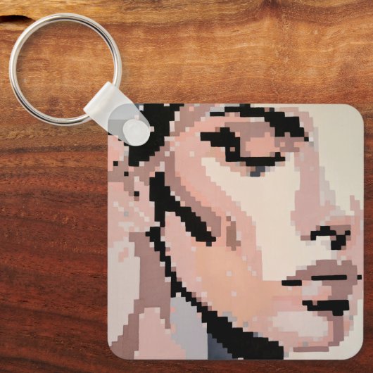 Calm female face in soft pixel tones キーホルダー (正面)