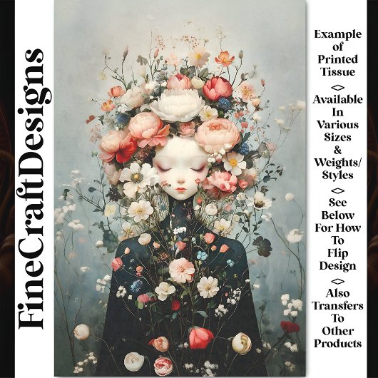 Calm Female Flower Earth Spirit AG4O Decopage 薄葉紙