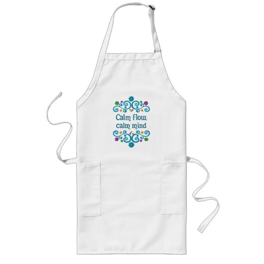 Calm Flow Calm Mind – Floral Quote Long Apron ロングエプロン (正面)