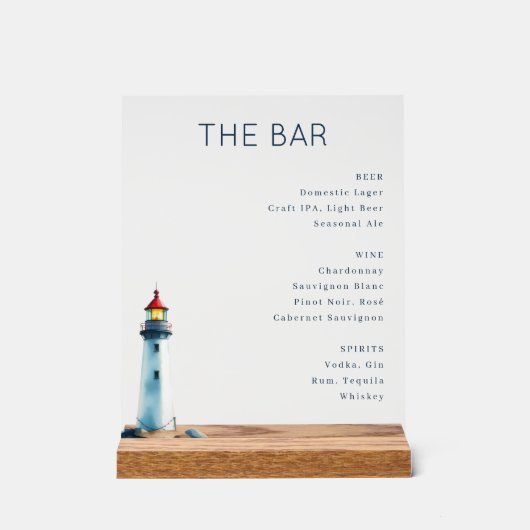 Calm Gray Minimalist Lighthouse Menu アクリルサイン (正面)