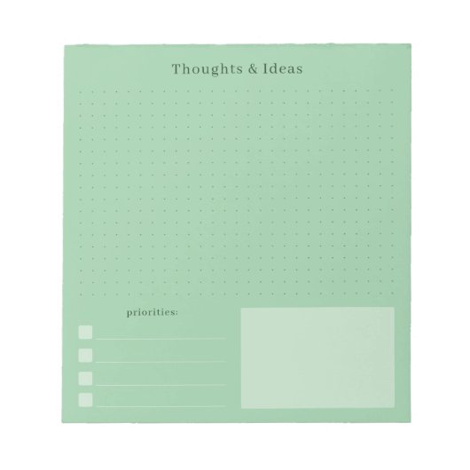 Calm Green and minimal Thoughts & Ideas  ノートパッド (正面)