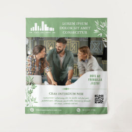 Calm Green Leaves Wellness Promo Small Business タペストリー