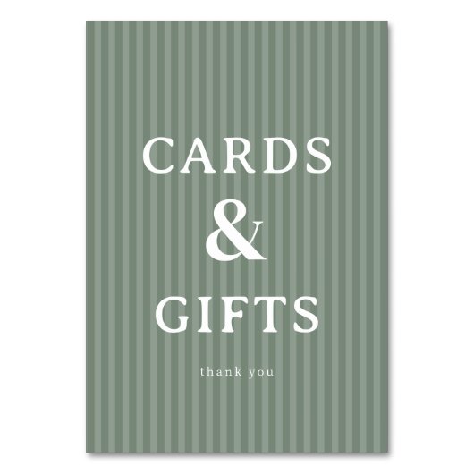 Calm Green Minimalist Gratitude Card テーブルナンバー (正面)