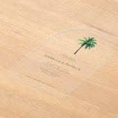 Calm Green Palm Tree アクリル招待状 (レイダウン)