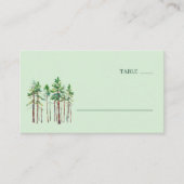 Calm Green Watercolor Pine Trees プレイスカード (正面)