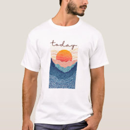 Calm Horizon Valley Line Art Tシャツ