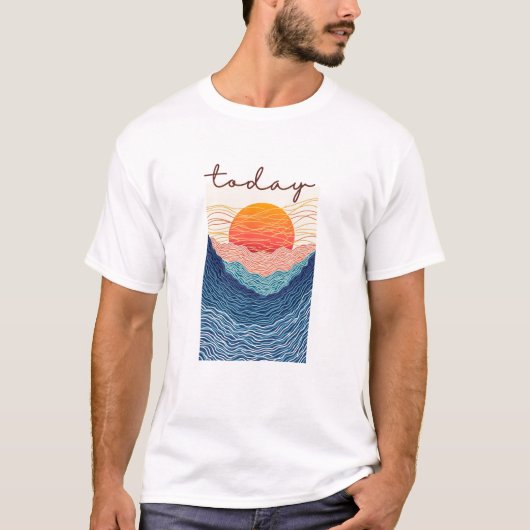 Calm Horizon Valley Line Art Tシャツ (正面)