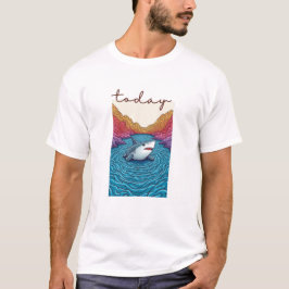 Calm Horizon Valley Line Art Tシャツ