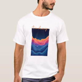 Calm Horizon Valley Line Art Tシャツ