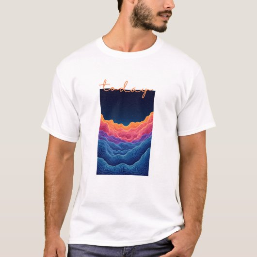 Calm Horizon Valley Line Art Tシャツ (正面)