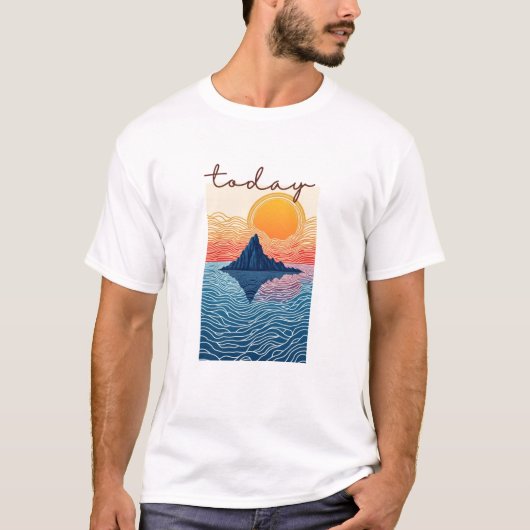 Calm Horizon Valley Line Art Tシャツ (正面)