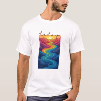 Calm Horizon Valley Line Art Tシャツ