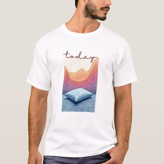 Calm Horizon Valley Line Art Tシャツ (正面)