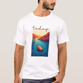 Calm Horizon Valley Line Art Tシャツ