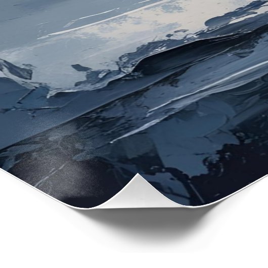 Calm Horizons -抽象芸術ブルー&グレーテクスチャードの土地 ポスター (コーナー)