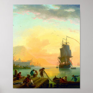 Calm in a地中海の by Claude-Joseph Vernet ポスター