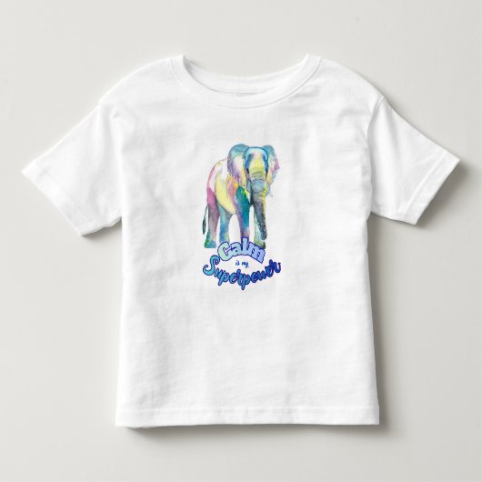 Calm Is My Superpower – カラフルな水彩象 トドラーTシャツ (正面)