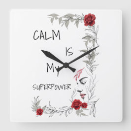 Calm Is My Superpower | 自己の信頼と自信 スクエア壁時計