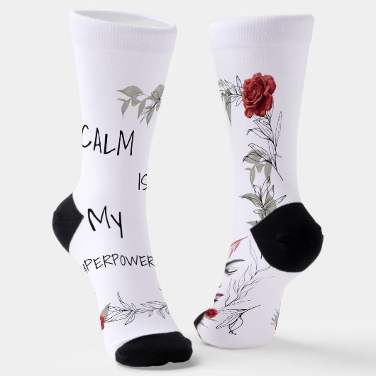 Calm Is My Superpower | 自己の信頼と自信 ソックス (傾斜あり)
