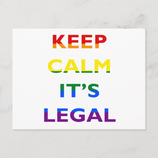 Calm It's Legal 保 Support LGBTポストカード ポストカード (正面)