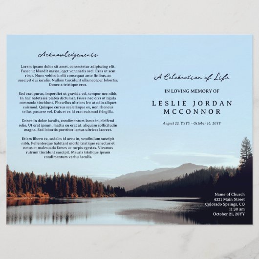 Calm Lakeお祝いの生活葬儀プログラム (正面)