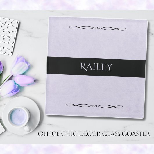 Calm Lavender Minimalist Desk Glass Coaster ガラスコースター