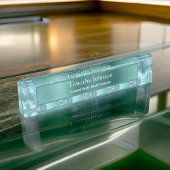 Calm Leafyティール(緑がかった色)きらめくChotherapIstカウンセラー デスクネームプレート